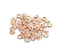 PATIKIL Perles Intercalaires de 6 mm, 100 Pièces, Perles Intercalaires Rondelles, Perles Intercalaires en Verre en Vrac, Petites Perles Rondes en Cristal Pour DIY, Doré Rose