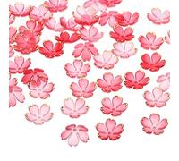 PATIKIL Perles Intercalaires Florales, 50 Pièces de Fleurs de Cerisier Acryliques à 5 Pétales Dorées pour Bracelets, Fabrication de Bijoux et Loisirs Créatifs DIY, Dégradé Rouge