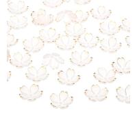 PATIKIL Perles Intercalaires Florales, 50 Pièces Perles de Fleurs de Cerisier Acryliques à 5 Pétales Dorées pour Bracelets, Fabrication de Bijoux et Loisirs Créatifs DIY, Dégradé Blanc