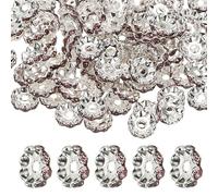PATIKIL Perles intercalaires ondulées strass 12 mm, 100Pack Perles intercalaires lâches pour fabrication bijoux, perles Rondelle à enfiler DIY Bracelets argent pour, Violet clair