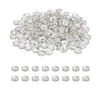 PATIKIL Perles intercalaires rondes de 6 mm, 200 pièces en strass cristal, pour la fabrication de bijoux, bracelets, colliers, argent