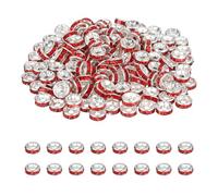 PATIKIL Perles intercalaires rondes de 6 mm, 200 pièces en strass cristal, pour la fabrication de bijoux, bracelets et colliers, argent/rouge