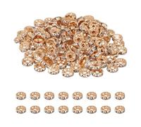 PATIKIL Perles intercalaires rondes de 8 mm, 200 perles intercalaires en strass cristal pour la fabrication de bijoux, bracelets et colliers, or rose/blanc
