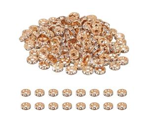 PATIKIL Perles intercalaires rondes de 8 mm, 200 perles intercalaires en strass cristal pour la fabrication de bijoux, bracelets et colliers, or rose/blanc