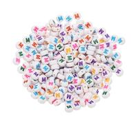PATIKIL Perles Lettres Rondes, 300 Pcs Lettres m Acrylique Alphabet Perles Blanches Lettres Colorées pour Fabrication de Bijoux Fabrication de Bracelets Fabrication Colliers, Multicolore