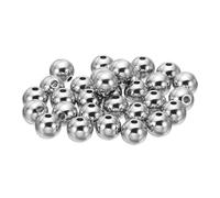 PATIKIL Perles Lisses Rondes 8mm OD 2mm ID Acier Inox 304 Argentées 30Pcs | Perles Métalliques Sans Soudure, pour la Fabrication de Bracelets Colliers Bijoux