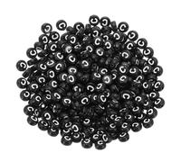 PATIKIL Perles rondes à lettres, 300 pièces de lettres C en acrylique noir avec lettres blanches pour la fabrication de bijoux, la fabrication de colliers DIY, blanc