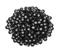 PATIKIL Perles rondes à lettres, 300 pièces de lettres N en acrylique noir avec lettres blanches pour la fabrication de bijoux, la fabrication de colliers DIY, blanc