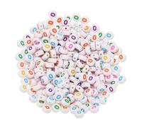 PATIKIL Perles rondes à lettres, 300 pièces de lettres O en acrylique, alphabet blanc, lettres colorées pour la fabrication de bijoux, la fabrication de colliers DIY, multicolore