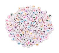 PATIKIL Perles rondes à lettres, 300 pièces Lettre J Perles Alphabet Acrylique Blanches Lettres Colorées pour la Fabrication de Bijoux Fabrication de Bracelets Colliers DIY, Multicolore