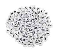 PATIKIL Perles rondes à lettres, 300 pièces Lettre K Perles Alphabet Acrylique Blanches Lettres Noires pour la Fabrication de Bijoux Bracelets Colliers DIY, Noir