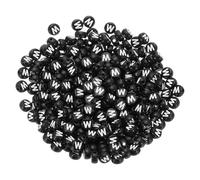 PATIKIL Perles rondes à lettres, 300 pièces Lettre W Perles d'Alphabet Acrylique Noires Lettres Blanches pour la Fabrication de Bijoux Bracelets Colliers DIY, Blanc