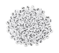 PATIKIL Perles rondes en lettre, 300 pcs Lettre S Perles Alphabet Acrylique Blanches Lettres Noires pour la Fabrication de Bijoux Bracelets Colliers DIY, Noir