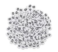 PATIKIL Perles rondes en lettres, 300 pcs Lettre D Perles Alphabet Acrylique Blanches Lettres Noires pour la Fabrication de Bijoux Fabrication de Bracelets Colliers DIY, Noir