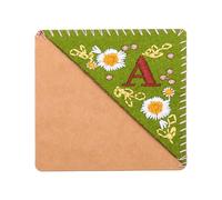 PATIKIL personnalisés Brodé Coin Marque-page, Mignon Fleur Feutre Cousu Triangle Livre Marque Page Marqueur pour Femmes Hommes Livre Amoureux Professeurs, Vert, Lettre A