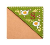 PATIKIL personnalisés Brodé Coin Marque-page, Mignon Fleur Feutre Cousu Triangle Livre Marque Page Marqueur pour Femmes Hommes Livre Amoureux Professeurs, Vert, Lettre S