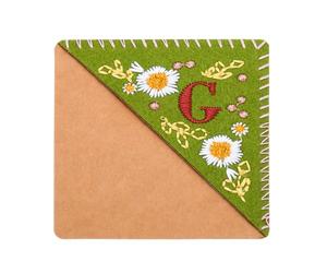 PATIKIL personnalisés Brodé Coin Marque-page, Mignon Fleur Feutre Cousu Triangle Livre Marque Page Marqueur pour Femmes Hommes Livre Amoureux Professeurs, Vert, Lettre G