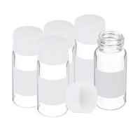 PATIKIL Petits flacons à échantillons en verre avec couvercles, 5 pcs 10 ml flacons en verre transparent avec bouchons à vis blancs mini bouteilles scellées étanches pour réactifs avec