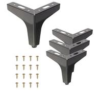 PATIKIL Pieds De Meuble Métalliques 10 cm / 4 Pouces 4 Pcs Pieds De Meuble Triangles Modernes pour Remplacement DIY Table Chaise Armoire Buffet Canapé Marron