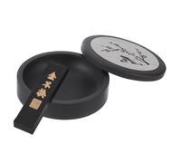 PATIKIL Pierre à encre chinoise de 4 pouces avec bâton d'encre, plateau en pierre à encre de prunier pour la pratique traditionnelle de la calligraphie, la peinture et le dessin, noir