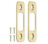 PATIKIL Plaque de frappe de pêne dormant 2-1/4"x1", 2 pièces Plaque de frappe de verrou de porte d'angle rond en acier inoxydable avec vis pour portes intérieures et extérieures, doré