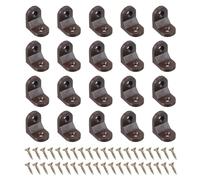 PATIKIL Plaques D'Angle En Plastique 23.4x23.4x16.5mm, Lot De 20 Supports En L Pour Tablettes D'Angle Avec Vis Pour Fixer Des Etageres En Bois, Tiroirs, Cadres De Cabinet, Marron