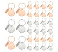 PATIKIL Plaquettes Vierges pour Porte-Clés en Acier Inoxydable, 30Pcs Étiquettes Métal Gravables au Laser Anneaux Porte-Clés avec Étiquette Suspendue pour DIY, Or Rose/Argenté (Rond)