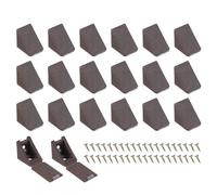 PATIKIL Plastique Cornières 21x21x17mm, Lot De 20 Supports D'angle En L Pour Étagère Avec Vis Et Couvercles Pour Tiroir, Tablettes, Armoire Et Cadre, Marron