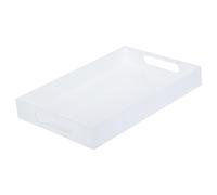 PATIKIL Plateau en Acrylique Blanc Élégant Et Moderne De 15" x 10" pour Le Service Et La Décoration, Plateau De Service Brillant Rectangulaire De 2"/5 Cm De Hauteur avec Poignée