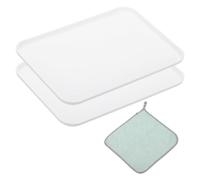 PATIKIL Plateaux de Service pour Fast-Food de 10X7 Pouces, 2 Pièces Plateaux de Service Réutilisables pour Restaurant Chiffons de Nettoyage Inclus, en PP de Petite Taille, Blanc