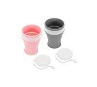 PATIKIL- Pliable Eau Bouteille, 2 Paquet 350mL Voyage Silicone Boire Tasse, Rose Gris