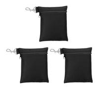 PATIKIL Pochette dechevillede Golf 6,7x5,5 Pouces, 3 Paquets Sac de balles de Golf à Fermeture éclair avec Mousqueton en métal pour Hommes et Femmes Porte-Objets de Valeur, Noir