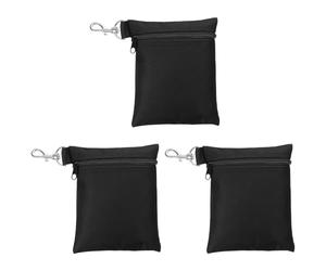 PATIKIL Pochette dechevillede Golf 6,7x5,5 Pouces, 3 Paquets Sac de balles de Golf à Fermeture éclair avec Mousqueton en métal pour Hommes et Femmes Porte-Objets de Valeur, Noir