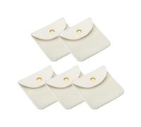 PATIKIL Pochettes à Bijoux 8x8cm avec Bouton-Pression, Lot de 5 Pochettes en Velours Souple et Portable pour Collier, Bracelet, Boucle D'Oreille, Montre, Bague, Broche, Beige