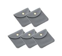 PATIKIL Pochettes à Bijoux 8x8cm avec Bouton-Pression, Lot de 5 Pochettes en Velours Souple et Portable pour Collier, Bracelet, Boucle D'Oreille, Montre, Bague, Broche, Gris Foncé