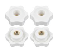 PATIKIL Poignée Écrou Vis à trou traversant M10 x 38mm, 4 Pcs Poignées filetées femelles en laiton à visser étoilées en plastique de serrage filetées Blanc