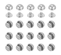 PATIKIL Pointes à dôme 5/16", 20 ensembles de rivets à clous de type Cèpe à tête ronde avec vis pour artisanat en cuir, ceintures, sacs à main, argenté