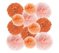 PATIKIL Pompons en Papier Soie Orange et Rose, Kit de 15 Boules Fleurs à Suspendre pour Décoration Fête Mariage Enterrement de Vie de Célibataire Anniversaire Baptême Baby Shower, 3 Taille