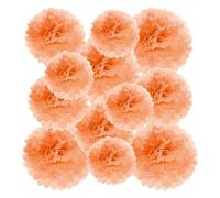 PATIKIL Pompons en Papier Soie Orange, Kit de 12 Boules Fleurs à Suspendre pour Décoration Fête Mariage Enterrement de Vie de Célibataire Anniversaire Baptême Baby Shower, 3 Taille