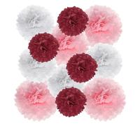 PATIKIL Pompons en Papier Soie Rouge Vif, Kit de 15 Boules Fleurs à Suspendre pour Décoration Fête Mariage Enterrement de Vie de Célibataire Anniversaire Baptême Baby Shower, 3 Taille