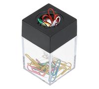 PATIKIL Porte-aimants pour trombones, distributeur de trombones à grande capacité avec couvercle magnétique pour fournitures de bureau, bureau, salle de classe, maison, noir