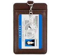 PATIKIL Porte-badge en cuir avec fenêtre transparente pour carte d'identité, poche avant verticale et fermoir en métal pivotant pour employés, personnel, université, café