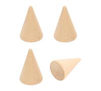 PATIKIL Porte-Bagues En Cône En Bois, 4Pcs Support À Bagues En Bois Organisateur Présentoir À Bagues Coniques En Bois Pour DIY Artisanat, Couleur Bois (30x20mm)