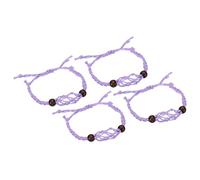 PATIKIL Porte-Bracelet en Corde Vide pour Pierres de 7,87 à 11,02 ", Lot de 4 Supports de Pendentif Réglables en Cage de Cristal avec Corde de Cire de 1,38" Diamètre Intérieur, Violet