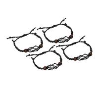 PATIKIL Porte-Bracelet Vide en Cordelette Réglable de 7,87 à 11,02 Pouces, Lot de 4 Supports de Pierre de 1,38 Pouce de Diamètre Intérieur en Corde de Cire, Couleur Noire
