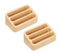 PATIKIL Porte-Cartes De Visite Pour Bureau, 2 Pièces 3 Grilles Porte-Cartes De Visite En Bois Support Organisateur Affichage De Cartes Pour Bureau Exposition, Marron