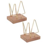 PATIKIL Porte-Cartes De Visite Vertical Pour Bureau, 2 Pcs Porte-Cartes De Visite En Bois Support De Présentation Pour Bureau Maison Exposition, Couleur Noisette, Doré