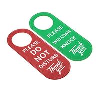 PATIKIL Porte Cintre Enseigne, 2 Paquet PU Cuir Double Face Porte Bouton Confidentialité Enseigne pour Bureau Maison Réunion, Ne Pas Déranger/Bienvenus Frapper