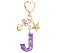 PATIKIL Porte-Clef Initial Mignon Lettre J Porte-Clef Femme Brillant Amourastre Pour Sac A Dos Sac A Main Clefs De Voiture Accessoires Tasse Violet