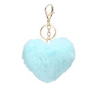 PATIKIL Porte-Clefs Pompon 10 cm pour Femmes Sacs a Main Charm Bleu Ciel | Doux Mignon Fluffy Coeur Porte-Clefs avec Mousqueton Fourrure Artificielle de Lapin Coeur Porte-Clefs